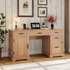 Garvee 58" Fluted Executive Desk, Home Office Desk with Keyboard Tray, 5 Embossed Texture Drawers & Storage Cabinet, Farmhouse Desk for Home Office - 2 of 4