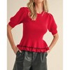 Women's Ribbed Knit Hand Sewn Ruffle Trim Sweater - &merci L - 3 of 3