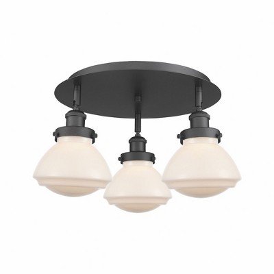 Olean - 3 Light Flush Mount In Art Deco Style-8 Inches Tall and 18.25 Inches Wide