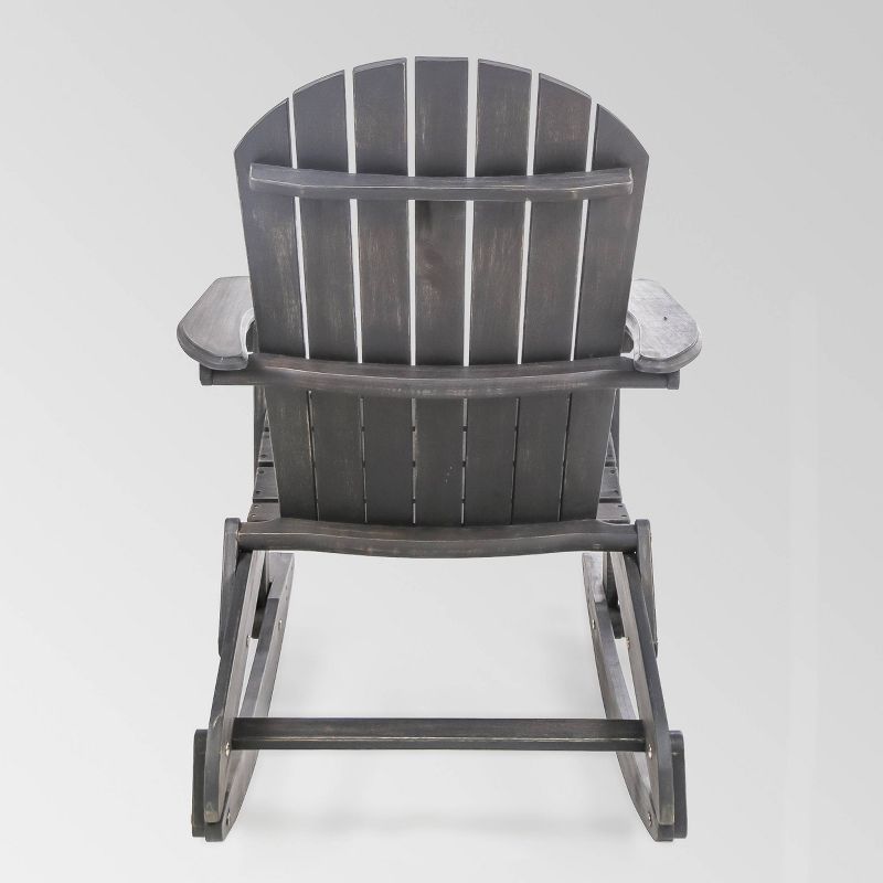Malibu 2pk Acacia Wood Adirondack Rocking Chair Dark Gray - Christopher Knight Home, 4 of 8