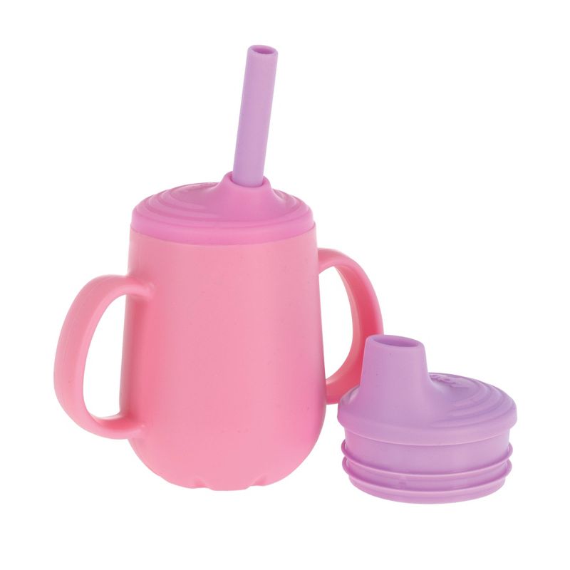 Nuby 4oz 2 Handle Silicone Cup with Straw and Spout - Girl, 1 of 8