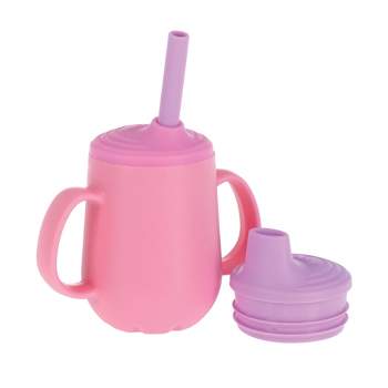 Nuby 4oz 2 Handle Silicone Cup with Straw and Spout - Girl