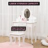 Kids Vanity Set with Adjustable Angle Mirror, Pretend Play Girls Vanity Table and Chair Set with Mirror, Stool, and Wood Makeup Playset - 4 of 4