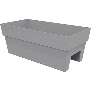 Bloem Indoor/Outdoor Recycled Plastic Finley Deck Rail Rectangle Planter Box, Fits Rail Sizes 3"- 6", Cement Color, 7.5 Gallon Capacity - 1 of 4