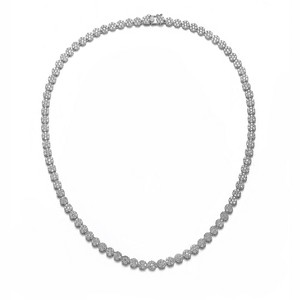 Guili Sterling Silver Rhodium Plated Round Cubic Zirconia Flower Tennis Necklace, a dazzling and elegant floral-inspired accessory. - 1 of 3