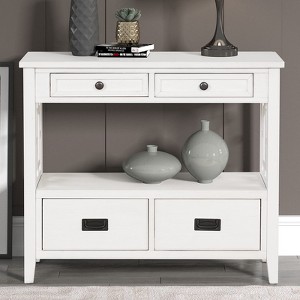 36 Inch Farmhouse Console Table, Farmhouse Entry Table with 4 Drawers, Solid Wood Sofa Table with Shelves - 1 of 4
