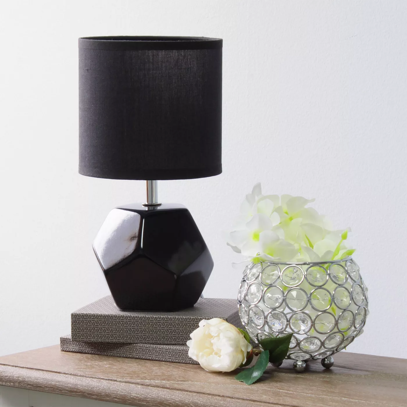 Round Prism Mini Table Lamp with Matching Fabric Shade Black - Simple Designs - image 3 of 8