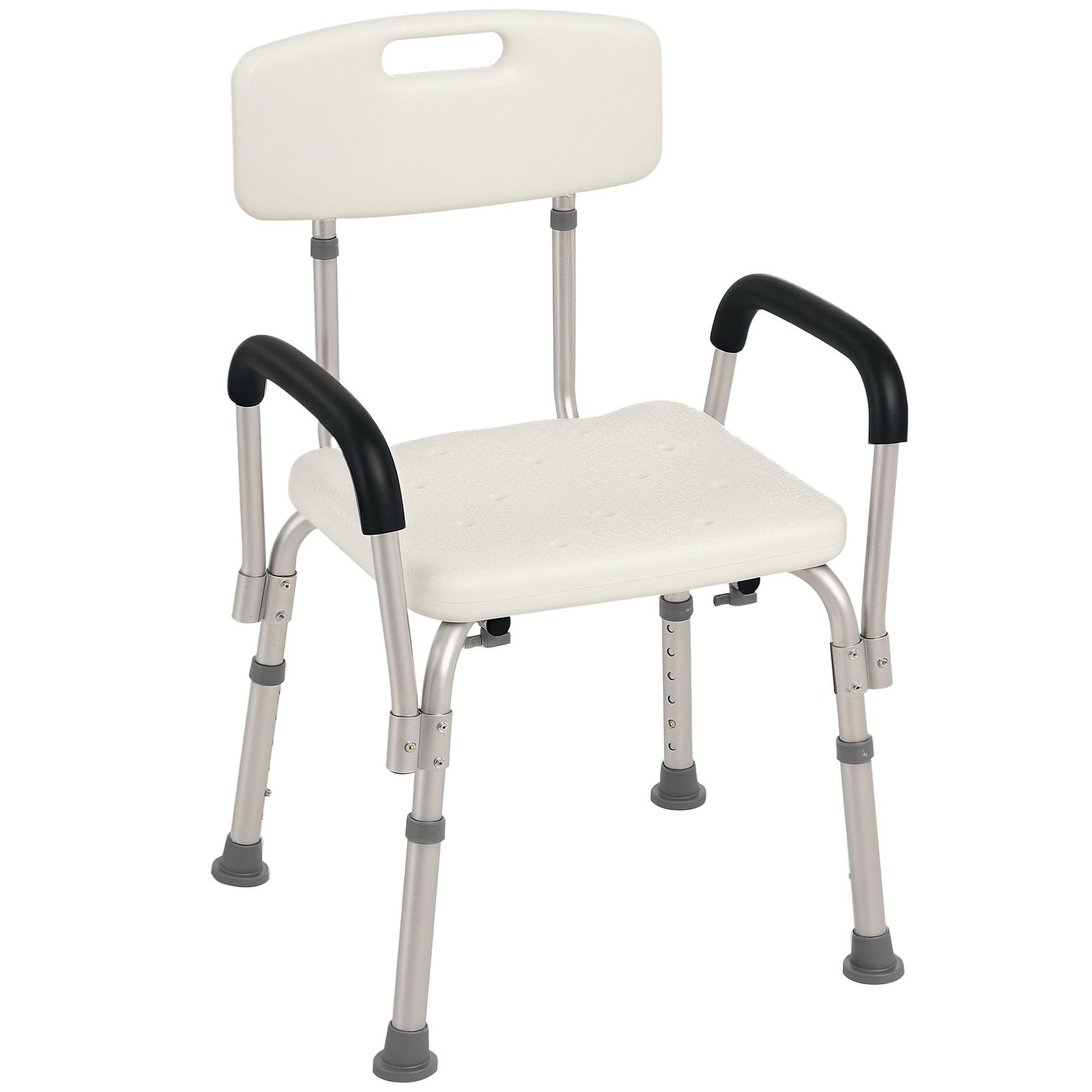 HOMCOM Shower Chair, Mobility Medical Grade Bath Chair, Adjustable Shower Bench with Removable Armrests for Seniors, Handicap, Disabled
