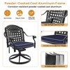 7-Piece Rectangle Cast Aluminum Outdoor Patio Dining Set with Swivel Chairs & Blue Cushions & Umbrella Hole - 3 of 4