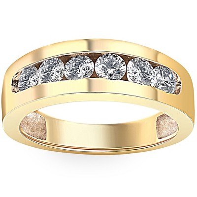 Pompeii3 1Ct Diamond Channel Set Wedding Band Mens Ring 14k Yellow Gold Lab Created