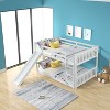 Okak Full over Full Wood Bunk Bed with Slide & Safety Guardrail Loft Bunk Bed with Ladder for Kids Teens, Easy Assemble No Box Spring Needed, White - 3 of 4
