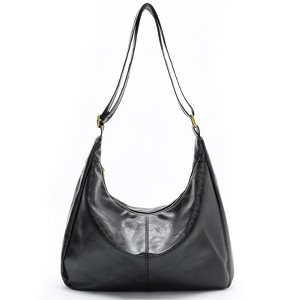 Hobo Bags for Women, Ultra Soft Foldable Vegan Leather Shoulder Handbag, Stylish Slouchy Tote Purses (Black) - 1 of 4