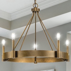 Urban Ambiance Luxury Modern Farmhouse Indoor Chandelier,  21''H x 26"W x 26''D,  Aged Bronze Finish, UHP4483 - 1 of 4