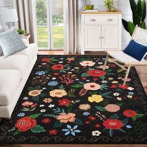Machine Washable Floral Area Rug, Non-Slip Vintage Low-Pile Carpet for Farmhouse Living Room, Bedroom & Dining Room - 1 of 4