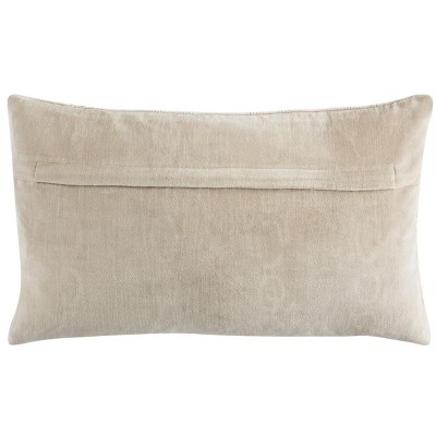Adalie 12" x 20" Beige and Gold Geometric Cotton Pillow