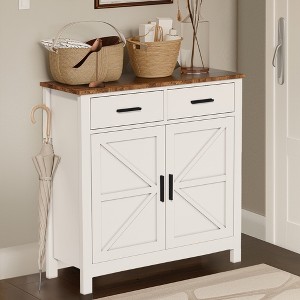 RISOKEYS Modern Farmhouse Kitchen Storage Cabinet,Floor Sideboard Buffet Storage, with 2 Drawers and 2 Doors,for Living Room, Dining Room - 1 of 4