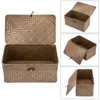 Aoibox Wicker Shelf Storage Basket with Lid Handwoven Seagrass Rectangular Organizer for Wardrobe Coffee Medium - 3 of 4