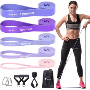 Sportneer Bands Workout Set: 5 Levels Pull Up Assist Bands 5-130lb with Handles & Door Anchor - 1 of 3