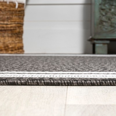 Modern Stripe 4' x 6' Black and Gray Synthetic Indoor/Outdoor Rug