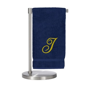 BC BARE COTTON Monogrammed Bath Towel, Personalized Gift, 27 x 54 inches - Set of 2 - Navy - Gold Script - 1 of 1
