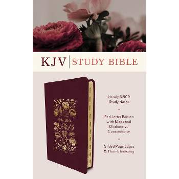 The KJV Study Bible, Indexed [Crimson Bouquet] - by  Christopher D Hudson (Leather Bound)