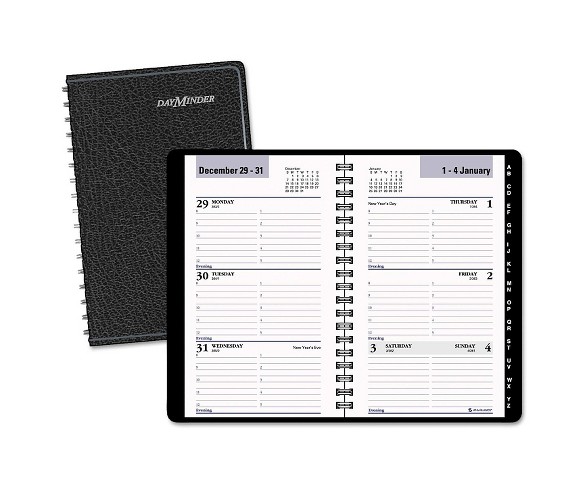DayMinder&#174; Refillable Weekly Pocket Appt Book, Phone/Address Tabs, 3 3/4 x 6, Black, 2017