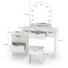 AEELLEEA Makeup Vanity Desk with Mirror Lights Glass Tabletop Vanity Table Modern Makeup Desk with Drawers for Bedroom White US Plug - 3 of 4