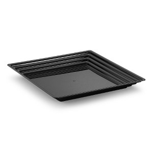 Smarty Had A Party 12" x 12" Black Square with Groove Rim Plastic Serving Trays (24 Trays) - 1 of 4