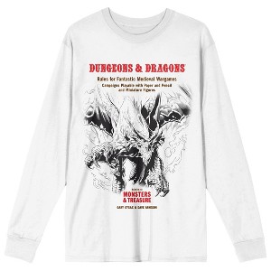 Dungeons & Dragons Monsters & Treasure Cover Art Crew Neck Long Sleeve White Adult Tee - 1 of 3