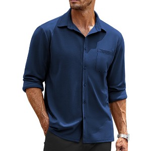 COOFANDY Mens Long Sleeve Button Down Wrinkle Free Untucked Casual Dress Shirt for Men - 1 of 4