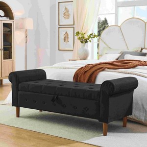 CAVINAS Storage Ottoman Bench,Upholstered Ottoman with Tufted Buttons and Rolled Arms for Living Room,Bedroom - 1 of 4