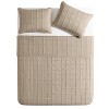 VCNY 3pc King Square Pinsonic Quilt Set Taupe: Microfiber Coverlet, Embroidered, Hypoallergenic - 3 of 4