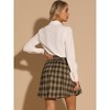 INSPIRE CHIC Women's Vintage Plaid Double Breasted A-Line Pleated Mini Skirt - 3 of 4