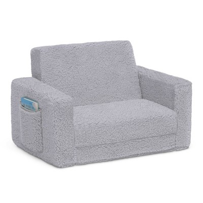 Gray Sherpa 2-in-1 Convertible Kids Chair and Lounger