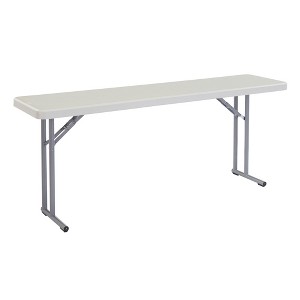 National Public Seating BT1800 Series 18 x 72 Inch Heavy Duty Blow-Molded Plastic Seminar Spring Loaded Folding Table with Leg Braces, Speckled Grey - 1 of 4