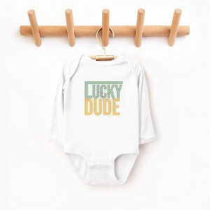 The Juniper Shop Block Checkered Lucky Dude Baby Long Sleeve Bodysuit - 1 of 3