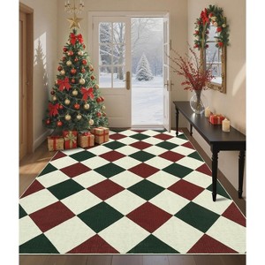 Coucheta Washable Checkered Area Rug, Non-Slip & Stain Resistant, Modern Geometric Plaid Carpet for Bedroom, Living Room, Hallway, Dining & Nursery - 1 of 4