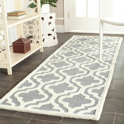 Hand-Tufted Cambridge Wool Area Rug in Silver and Ivory