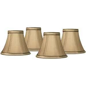 Springcrest Set of 4 Round Hardback Bell Lamp Shades Celia Tan Brown Small 3" Top x 6" Bottom x 5" High Candelabra Clip-On Fitting - 1 of 4