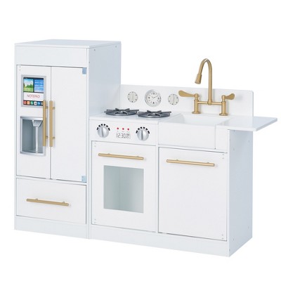 Teamson Kids Little Chef Atlanta Modular Play Kitchen + Accessories, White/gold  : Target