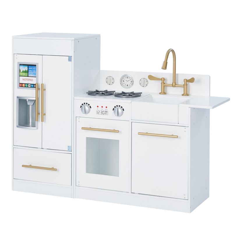 Teamson Kids Little Chef Charlotte Kids Play Kitchen, Wooden Kitchen Playset for Toddlers, White/Gold, 1 of 10