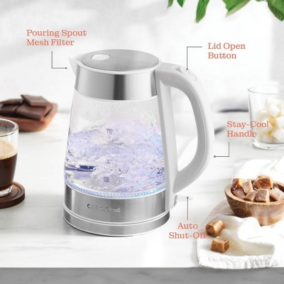 Speed-Boil 1.7L White Glass Electric Kettle with Cool Touch Handle