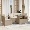 vidaXL 6 Piece Patio Sofa Set with Cushions - Beige and Cream - 2 of 4
