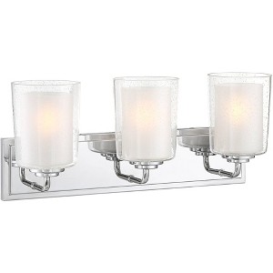 Possini Euro Design Mabelle Modern Wall Light Chrome Hardwire 22 1/2" 3-Light Fixture Clear Frosted Double Glass Shade for Bedroom Bathroom Vanity - 1 of 4