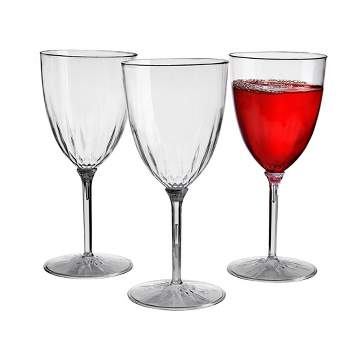 VINTAGE COLLECTION DISPOSABLE WINE GLASSES | Reusable Stemmed Wine Cups | for Upscale Wedding and Dining | Includes 6 Plastic Cups