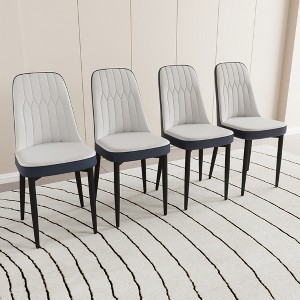 Modern Dining Chairs Set, with Thick Soft Cushions & Metal Leg, for Dining Room, Kitchen, Available in Multiple Colors - 1 of 4