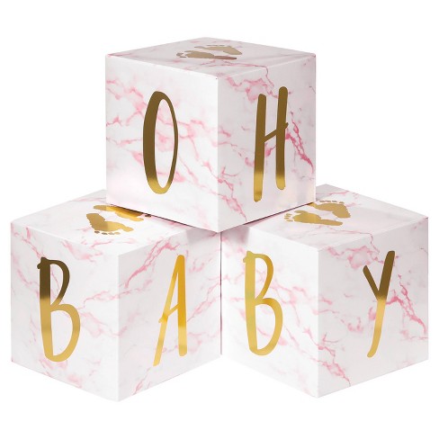 3Pcs ONE Boxes Letters Wood Grain Paper Party Boxes DIY ONE Blocks