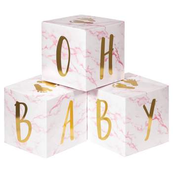 3ct Marble 'Oh Baby' Centerpieces Party Décor and Accessories Pink