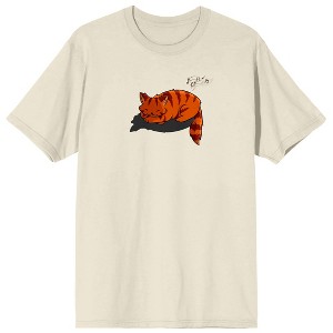 LOFI Girl Orange Cat Napping Crew Neck Short Sleeve Natural Men's T-shirt - 1 of 4