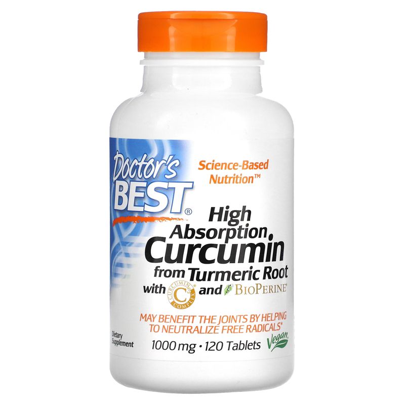 Doctor's Best High Absorption Curcumin , 1,000 mg, 120 Tablets, Dietary Supplements, 1 of 4